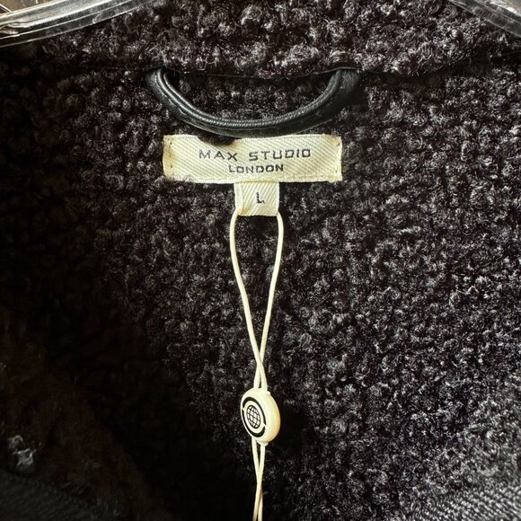 NWT Max Studio London Faux Shearling Faux Leather Zip Front in Women's Large - Picture 3 of 13